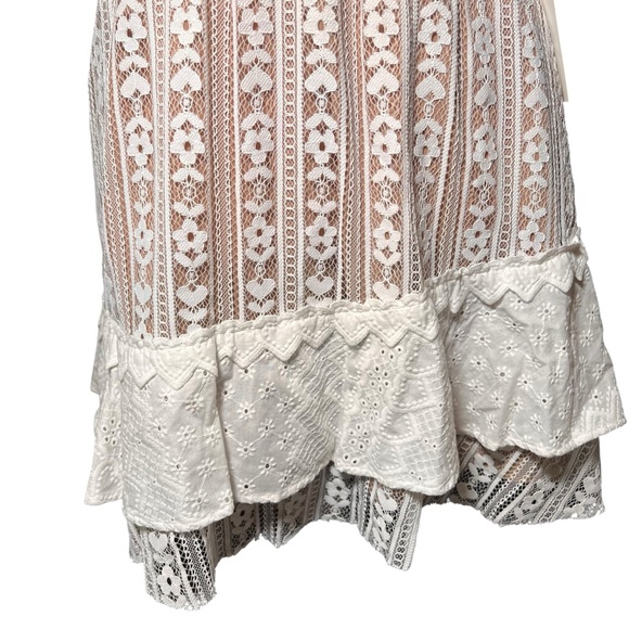 For‎ Love & Lemons White Lace Lovebird Mini Dress Size Large Pockets Flirty NWT - Picture 14 of 16